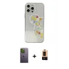 ieg™ iPhone 13 Pro Max Kılıf Eksen Asil Prime - Şeffaf Maxco Cam Ekran Koruyucu + Neon Fosforlu Kamera Lens - YL