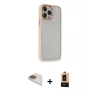 ieg™ iPhone 13 Pro Max Kılıf Eksen Doku Prime - Şeffaf Maxco Cam Ekran Koruyucu + Pers Alüminyum Kamera Lens - GD