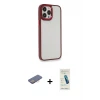 ieg™ iPhone 13 Pro Max Kılıf Eksen Doku Prime - Şeffaf Pasifik Cam Ekran Koruyucu + Renkli Kamera Lens Koruma Cam - PE