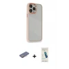 ieg™ iPhone 13 Pro Max Kılıf Eksen Doku Prime - Şeffaf Pasifik Cam Ekran Koruyucu + Renkli Kamera Lens Koruma Cam - PE