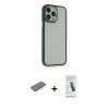 ieg™ iPhone 13 Pro Max Kılıf Eksen Doku Prime - Şeffaf Pasifik Cam Ekran Koruyucu + Renkli Kamera Lens Koruma Cam - PE