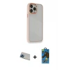 ieg™ iPhone 13 Pro Max Kılıf Eksen Doku Prime - Siyah 18D Cam Ekran Koruyucu + Rainbow Kamera Lens Koruma Cam - MI