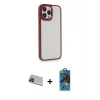 ieg™ iPhone 13 Pro Max Kılıf Eksen Doku Prime - Siyah 18D Cam Ekran Koruyucu + Rainbow Kamera Lens Koruma Cam - MI