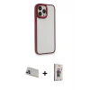 ieg™ iPhone 13 Pro Max Kılıf Eksen Doku Prime - Siyah Bilvis 3D Cam Ekran Koruyucu + Rainbow Kamera Lens Koruma Cam - MR