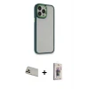 ieg™ iPhone 13 Pro Max Kılıf Eksen Doku Prime - Siyah Bilvis 3D Cam Ekran Koruyucu + Rainbow Kamera Lens Koruma Cam - REGD