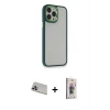 ieg™ iPhone 13 Pro Max Kılıf Eksen Doku Prime - Siyah Bilvis 3D Cam Ekran Koruyucu + Rainbow Kamera Lens Koruma Cam - MR