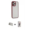 ieg™ iPhone 13 Pro Max Kılıf Eksen Doku Prime - Siyah Bilvis 3D Cam Ekran Koruyucu + Rainbow Kamera Lens Koruma Cam - REGD