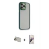 ieg™ iPhone 13 Pro Max Kılıf Eksen Doku Prime - Siyah Bilvis 3D Mat Cam Ekran Koruyucu + Rainbow Kamera Lens Koruma Cam - REGD