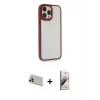 ieg™ iPhone 13 Pro Max Kılıf Eksen Doku Prime - Siyah Bilvis 3D Mat Cam Ekran Koruyucu + Rainbow Kamera Lens Koruma Cam - REGD