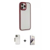 ieg™ iPhone 13 Pro Max Kılıf Eksen Doku Prime - Siyah Bilvis 3D Mat Cam Ekran Koruyucu + Shine Kamera Lens - GD