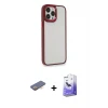 ieg™ iPhone 13 Pro Max Kılıf Eksen Doku Prime - Siyah Bilvis 5in1 5D Magic Hayalet Cam Ekran Koruyucu + Renkli Kamera Lens Koruma Cam - TU