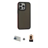 ieg™ iPhone 13 Pro Max Kılıf Eksen Işık - Şeffaf Maxco Cam Ekran Koruyucu + Rainbow Kamera Lens Koruma Cam - MI