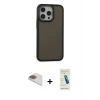 ieg™ iPhone 13 Pro Max Kılıf Eksen Işık - Şeffaf Pasifik Cam Ekran Koruyucu + Pers Alüminyum Kamera Lens - GD