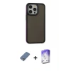 ieg™ iPhone 13 Pro Max Kılıf Eksen Işık - Siyah Bilvis 5in1 3D Magic Cam Ekran Koruyucu + Metal Kamera Lens Koruma Cam - AKYL