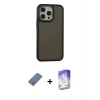 ieg™ iPhone 13 Pro Max Kılıf Eksen Işık - Siyah Bilvis 5in1 3D Magic Cam Ekran Koruyucu + Metal Kamera Lens Koruma Cam - AKYL