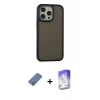 ieg™ iPhone 13 Pro Max Kılıf Eksen Işık - Siyah Bilvis 5in1 3D Magic Cam Ekran Koruyucu + Metal Kamera Lens Koruma Cam - AKYL