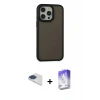 ieg™ iPhone 13 Pro Max Kılıf Eksen Işık - Siyah Bilvis 5in1 3D Magic Cam Ekran Koruyucu + Pers Alüminyum Kamera Lens - LT
