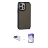 ieg™ iPhone 13 Pro Max Kılıf Eksen Işık - Siyah Bilvis 5in1 3D Magic Cam Ekran Koruyucu + Pers Alüminyum Kamera Lens - LT