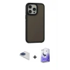 ieg™ iPhone 13 Pro Max Kılıf Eksen Işık - Siyah Bilvis 5in1 5D Magic Hayalet Cam Ekran Koruyucu + Pers Alüminyum Kamera Lens - LT