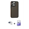 ieg™ iPhone 13 Pro Max Kılıf Eksen Işık - Siyah Bilvis 5in1 5D Magic Hayalet Cam Ekran Koruyucu + Pers Alüminyum Kamera Lens - LT