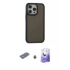 ieg™ iPhone 13 Pro Max Kılıf Eksen Işık - Siyah Bilvis 5in1 5D Magic Hayalet Cam Ekran Koruyucu + Renkli Kamera Lens Koruma Cam - PE