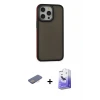 ieg™ iPhone 13 Pro Max Kılıf Eksen Işık - Siyah Bilvis 5in1 5D Magic Hayalet Cam Ekran Koruyucu + Renkli Kamera Lens Koruma Cam - PE