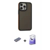 ieg™ iPhone 13 Pro Max Kılıf Eksen Işık - Siyah Bilvis 5in1 5D Magic Hayalet Cam Ekran Koruyucu + Renkli Kamera Lens Koruma Cam - PE
