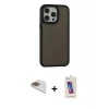 ieg™ iPhone 13 Pro Max Kılıf Eksen Işık - Siyah Joko 5D Cam + Pers Alüminyum Kamera Lens - GD