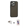 ieg™ iPhone 13 Pro Max Kılıf Eksen Işık - Siyah Joko 5D Cam + Pers Alüminyum Kamera Lens - GD
