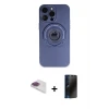ieg™ iPhone 13 Pro Max Kılıf Eksen Klasik Prime - Siyah 3D Antistatik Hayalet Cam Ekran Koruyucu + Pers Alüminyum Kamera Lens - GI
