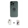ieg™ iPhone 13 Pro Max Kılıf Eksen Klasik Prime - Siyah Bilvis 3D Mat Cam Ekran Koruyucu + Shine Kamera Lens - GD