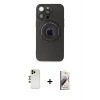 ieg™ iPhone 13 Pro Max Kılıf Eksen Klasik Prime - Siyah Bilvis 3D Mat Cam Ekran Koruyucu + Shine Kamera Lens - GD