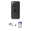 ieg™ iPhone 13 Pro Max Kılıf Eksen Klasik Prime - Siyah Bilvis 5in1 3D Magic Cam Ekran Koruyucu + Pers Alüminyum Kamera Lens - GD