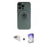 ieg™ iPhone 13 Pro Max Kılıf Eksen Klasik Prime - Siyah Bilvis 5in1 3D Magic Cam Ekran Koruyucu + Pers Alüminyum Kamera Lens - GD