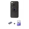 ieg™ iPhone 13 Pro Max Kılıf Eksen Klasik Prime - Siyah Bilvis 5in1 5D Magic Hayalet Cam Ekran Koruyucu + Renkli Kamera Lens Koruma Cam - TU