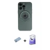 ieg™ iPhone 13 Pro Max Kılıf Eksen Klasik Prime - Siyah Bilvis 5in1 5D Magic Hayalet Cam Ekran Koruyucu + Shine Kamera Lens Koruma Cam - MI