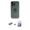 ieg™ iPhone 13 Pro Max Kılıf Eksen Klasik Prime - Siyah Bilvis 5in1 5D Magic Hayalet Cam Ekran Koruyucu + Renkli Kamera Lens Koruma Cam - TU