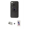 ieg™ iPhone 13 Pro Max Kılıf Eksen Klasik Prime - Siyah Joko 5D Cam + Rainbow Kamera Lens Koruma Cam - BZ