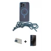 ieg™ iPhone 13 Pro Max Kılıf Eksen Özel Seri - Siyah 3D Antistatik Hayalet Cam Ekran Koruyucu + Rainbow Kamera Lens Koruma Cam - MI