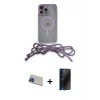 ieg™ iPhone 13 Pro Max Kılıf Eksen Özel Seri - Siyah 3D Antistatik Hayalet Cam Ekran Koruyucu + Rainbow Kamera Lens Koruma Cam - MI