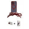 ieg™ iPhone 13 Pro Max Kılıf Eksen Özel Seri - Siyah Bilvis 3D Mat Cam Ekran Koruyucu + Rainbow Kamera Lens Koruma Cam - KI