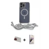 ieg™ iPhone 13 Pro Max Kılıf Eksen Özel Seri - Siyah Bilvis 3D Mat Cam Ekran Koruyucu + Rainbow Kamera Lens Koruma Cam - KI