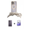 ieg™ iPhone 13 Pro Max Kılıf Eksen Özel Seri - Siyah Bilvis 5in1 5D Magic Hayalet Cam Ekran Koruyucu + Neon Fosforlu Kamera Lens - BZ