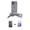 ieg™ iPhone 13 Pro Max Kılıf Eksen Özel Seri - Siyah Bilvis 5in1 5D Magic Hayalet Cam Ekran Koruyucu + Neon Fosforlu Kamera Lens - BZ