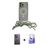 ieg™ iPhone 13 Pro Max Kılıf Eksen Özel Seri - Siyah Bilvis 5in1 5D Magic Hayalet Cam Ekran Koruyucu + Neon Fosforlu Kamera Lens - BZ