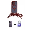 ieg™ iPhone 13 Pro Max Kılıf Eksen Özel Seri - Siyah Bilvis 5in1 5D Magic Hayalet Cam Ekran Koruyucu + Neon Fosforlu Kamera Lens - BZ