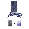 ieg™ iPhone 13 Pro Max Kılıf Eksen Özel Seri - Siyah Bilvis 5in1 5D Magic Hayalet Cam Ekran Koruyucu + Neon Fosforlu Kamera Lens - BZ