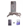 ieg™ iPhone 13 Pro Max Kılıf Eksen Özel Seri - Siyah Bilvis 5in1 5D Magic Hayalet Cam Ekran Koruyucu + Neon Fosforlu Kamera Lens - BZ