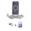 ieg™ iPhone 13 Pro Max Kılıf Eksen Özel Seri - Siyah Bilvis 5in1 5D Magic Hayalet Cam Ekran Koruyucu + Pers Alüminyum Kamera Lens - KI