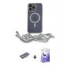 ieg™ iPhone 13 Pro Max Kılıf Eksen Özel Seri - Siyah Bilvis 5in1 5D Magic Hayalet Cam Ekran Koruyucu + Renkli Kamera Lens Koruma Cam - TU